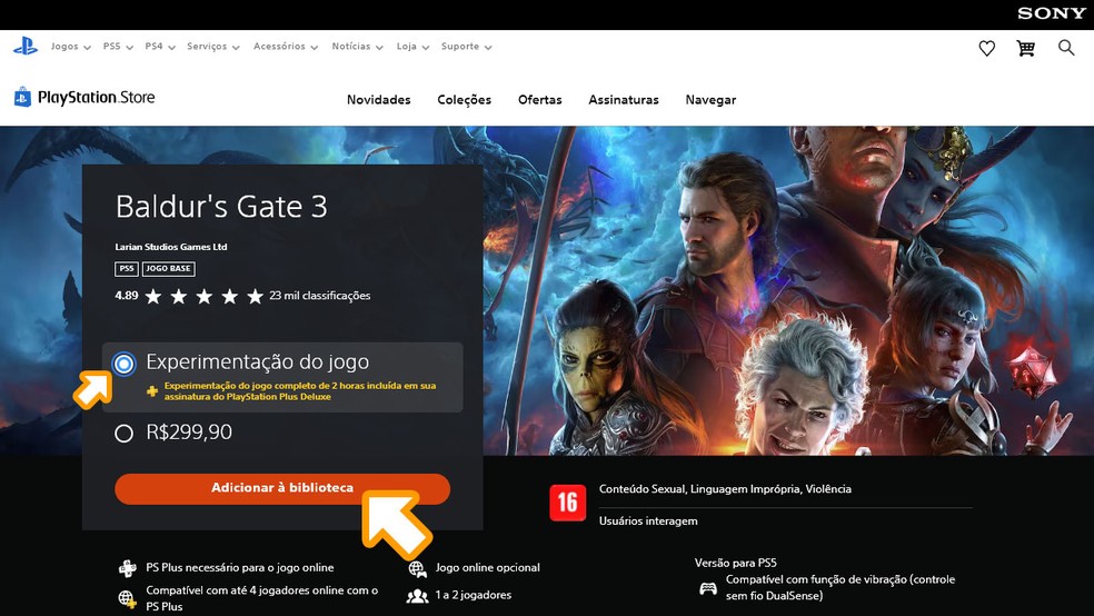 Baldur's Gate 3 é o jogo PS5 com melhor classificação no