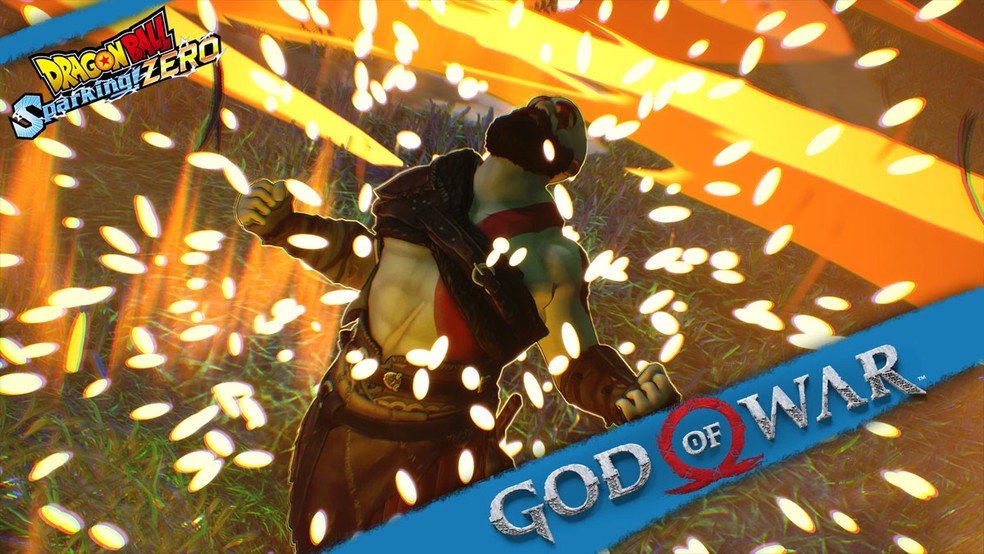 Kratos foi adicionado a Dragon Ball Sparking! Zero por um mod que o coloca no lugar de Broly, com um estilo de luta que combina com o Deus da Guerra — Foto: Reprodução/Nexus Mods