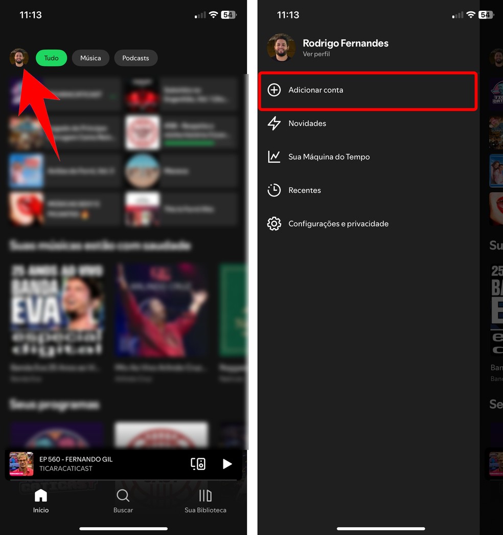 Saiba como adicionar conta no Spotify no celular — Foto: Reprodução/Rodrigo Fernandes
