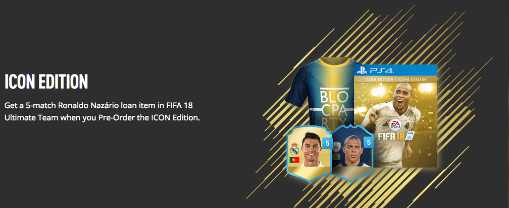 Versão com Ronaldo Fenômeno de FIFA 18 é ainda mais cara no PS4