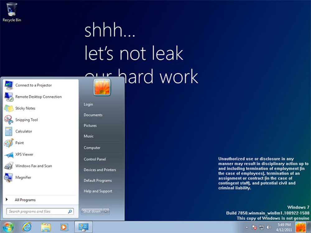 Um dos primeiros 'builds' do Windows 8 vaza na internet