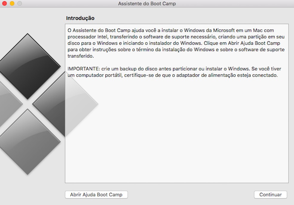 Introdução do utilitário de instalação do Windows (Foto: Reprodução/Helito Bijora) — Foto: TechTudo