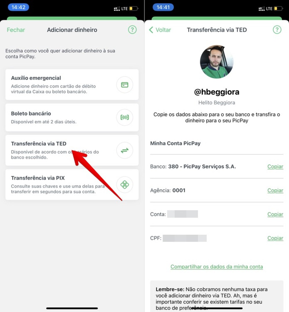 Como transferir dinheiro para o PicPay