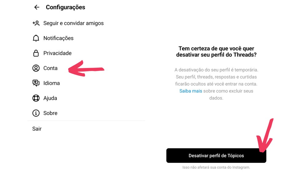 Se excluir o Threads, exclui o Instagram? Entenda e veja como sair do app