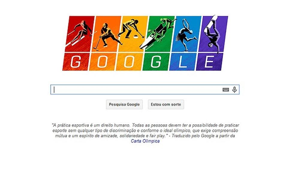 Google destaca igualdade no esporte no Doodle de homenagem às Olimpíadas de Inverno (Foto: Reprodução/Google) — Foto: TechTudo