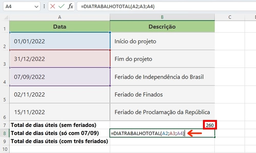Como calcular dias úteis no Excel