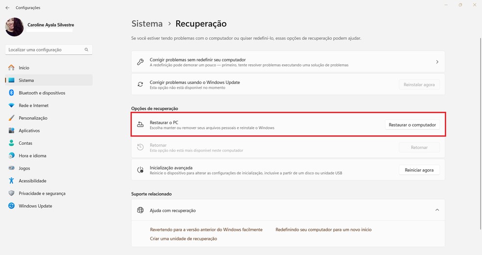  Reprodução/Caroline Silvestre
