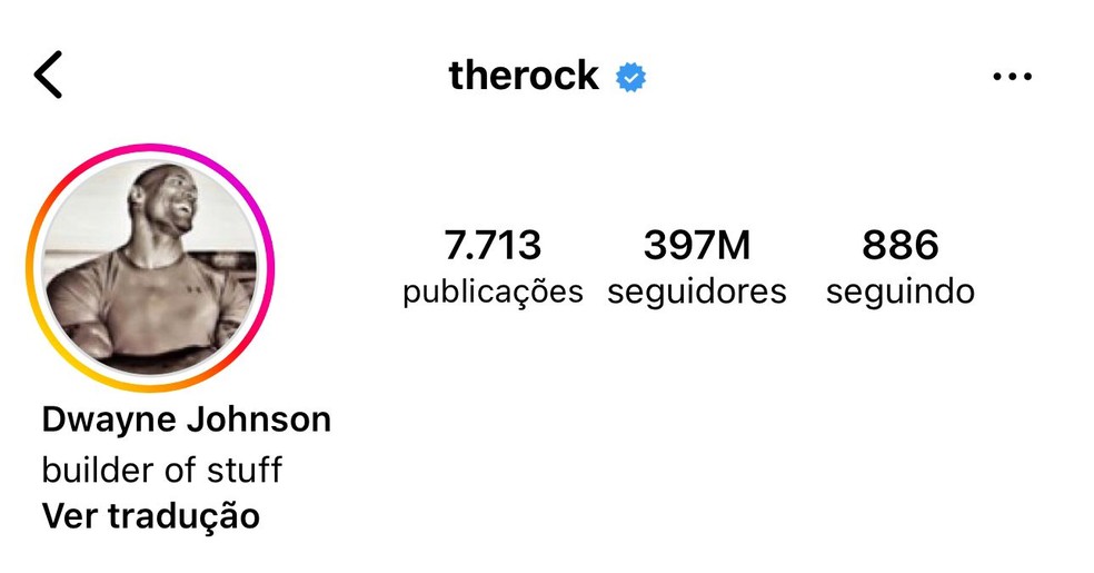 Dwayne Johnson, o The Rock, soma 397 milhões de seguidores no Instagram — Foto: Reprodução/Instagram