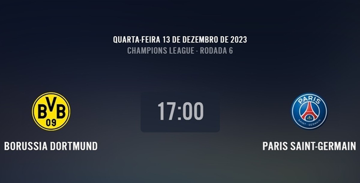 Onde vai passar o jogo BORUSSIA DORTMUND X PSG hoje (13/12)? Passa
