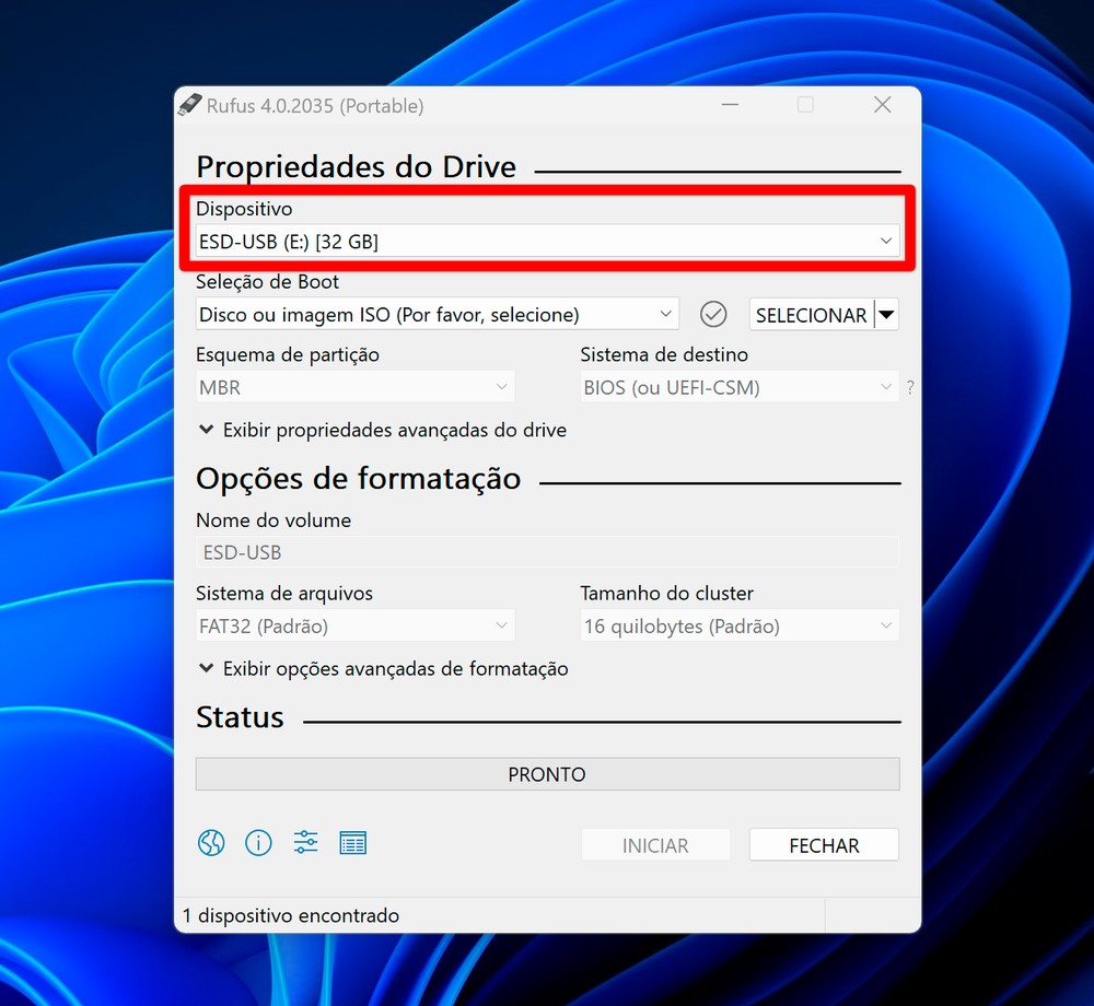 Como usar o rufus