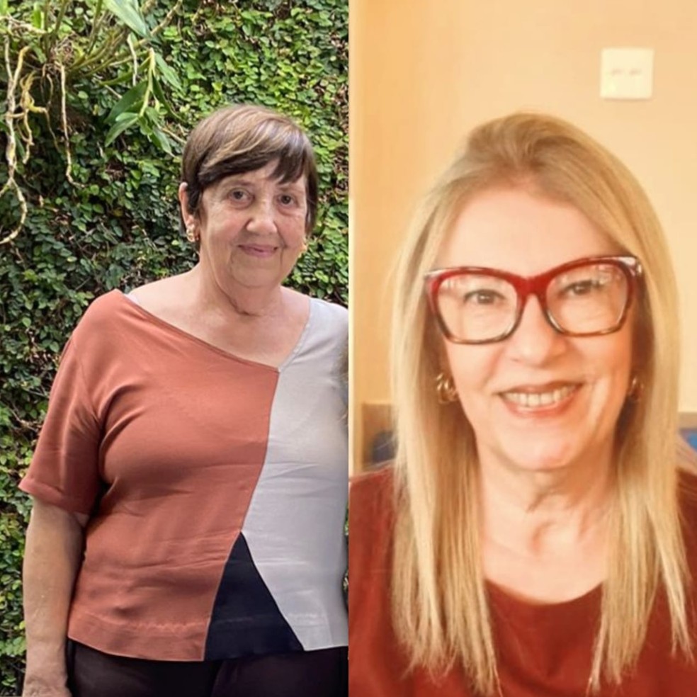 Delfina (à esquerda) e Mariane (à direita) usam o celular de formas diferentes — Foto: Acervo pessoal/Delfina e Mariane