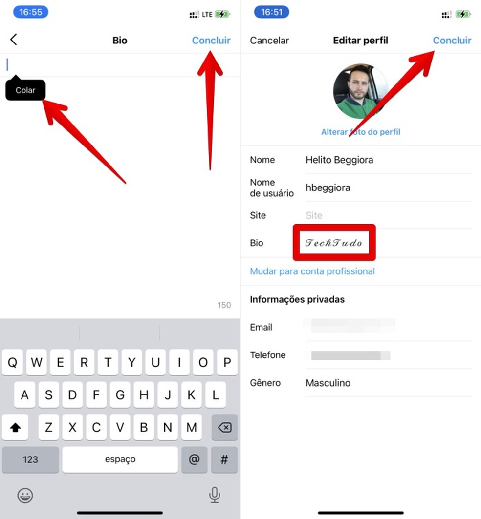 Como mudar a letra da bio do Instagram