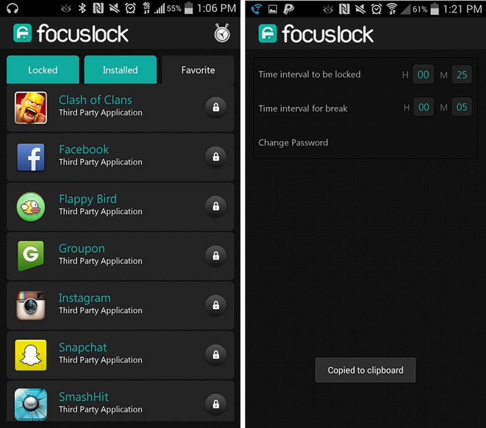 Focus Lock bloqueia aplicativos de forma simples e eficaz (Foto: Divulgação) — Foto: TechTudo