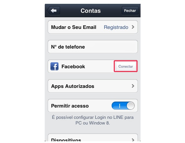 Como vincular a sua conta do Line ao Facebook