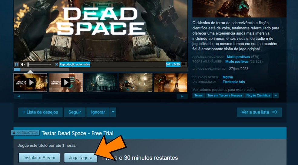 Como jogar Dead Space Remake de graça no Steam Trial para testar o game