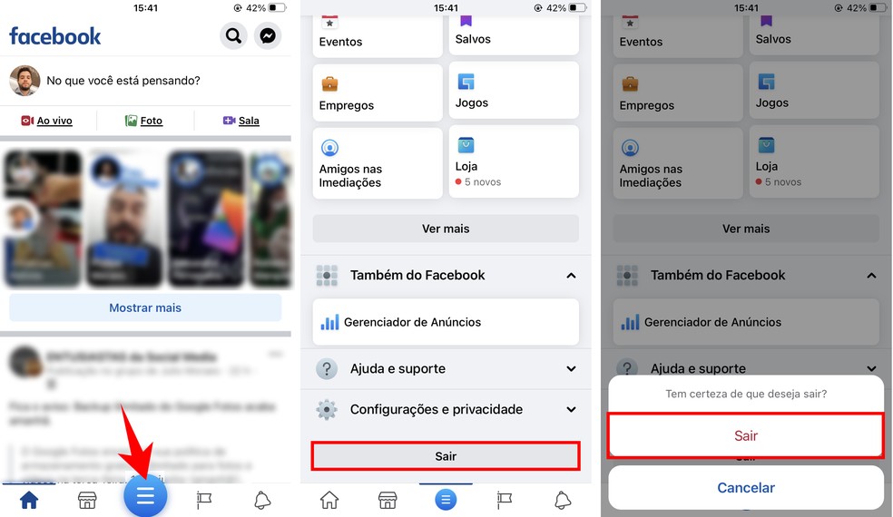 Como sair do Facebook no celular de quatro formas diferentes