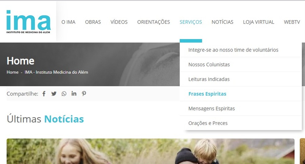 Instituto Medicina do Além tem frases de diversos autores conhecidos na doutrina espírita — Foto: Reprodução/IMA