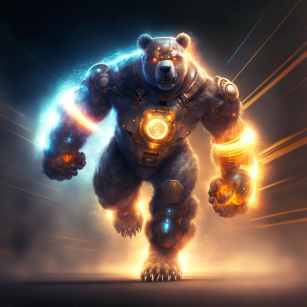 Um urso gigante com armadura  — Foto: Reprodução/Midjourney