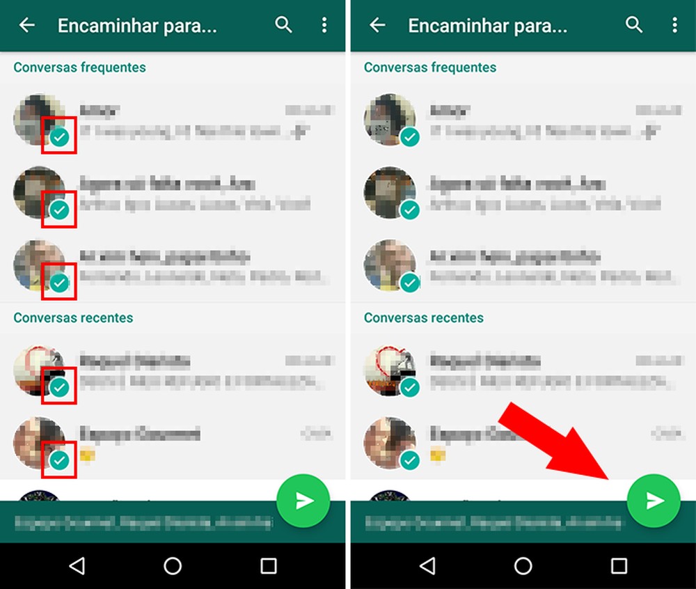 Como encaminhar mensagens para múltiplos contatos no WhatsApp