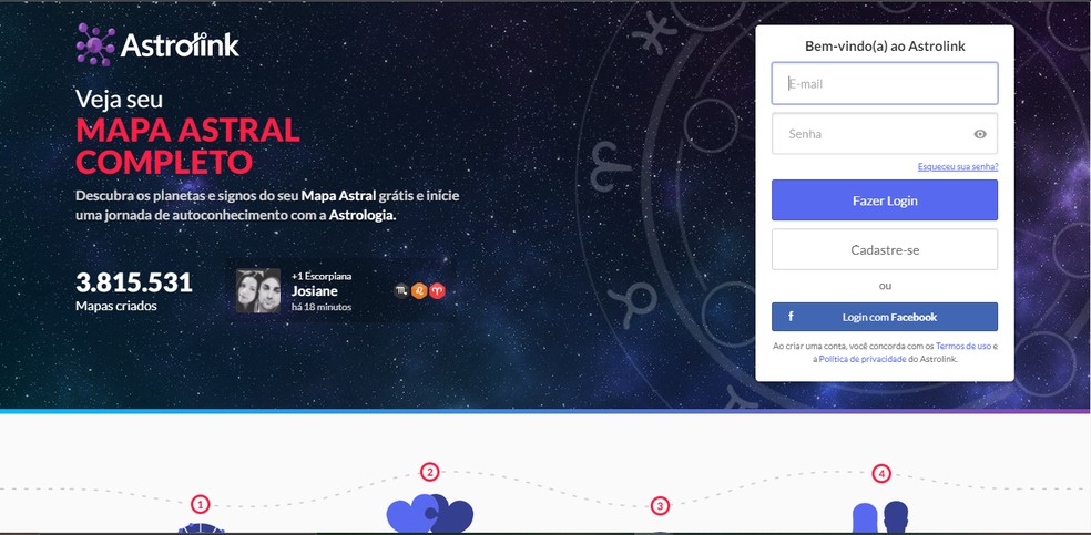 Mapa astral: Astrolink fornece mapa astral completo e gratuito — Foto: Reprodução/Maira Soares