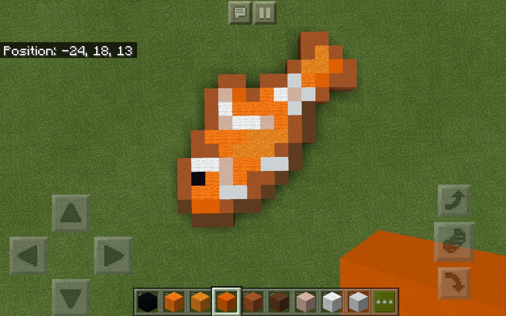 Arte feita inspirada no peixe-tropical em Minecraft — Foto: Reprodução/Reddit