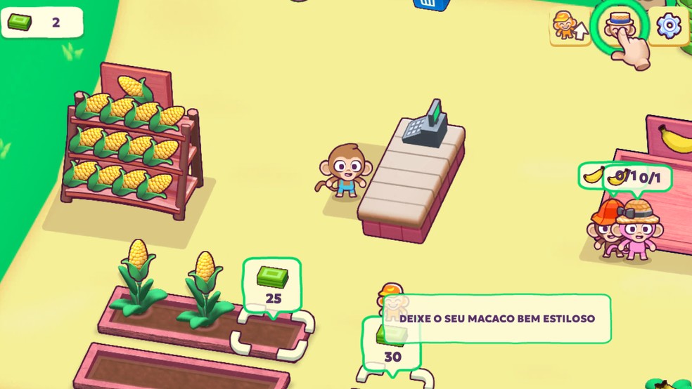 Monkey Mart coloca o jogador na pele de um macaquinho — Foto: Reprodução/Raíssa Delphim