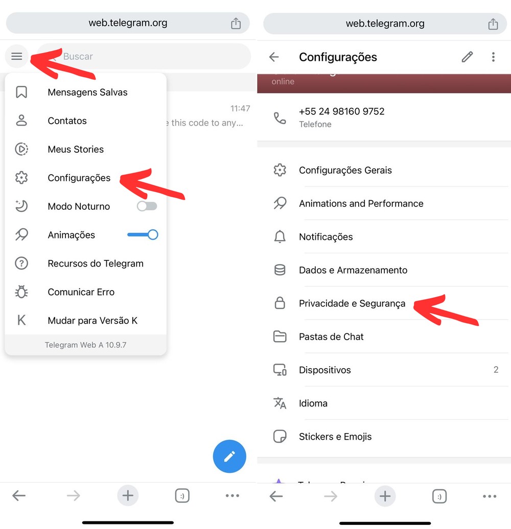 Conteúdo sensível no Telegram para iPhone: saiba como liberar no app