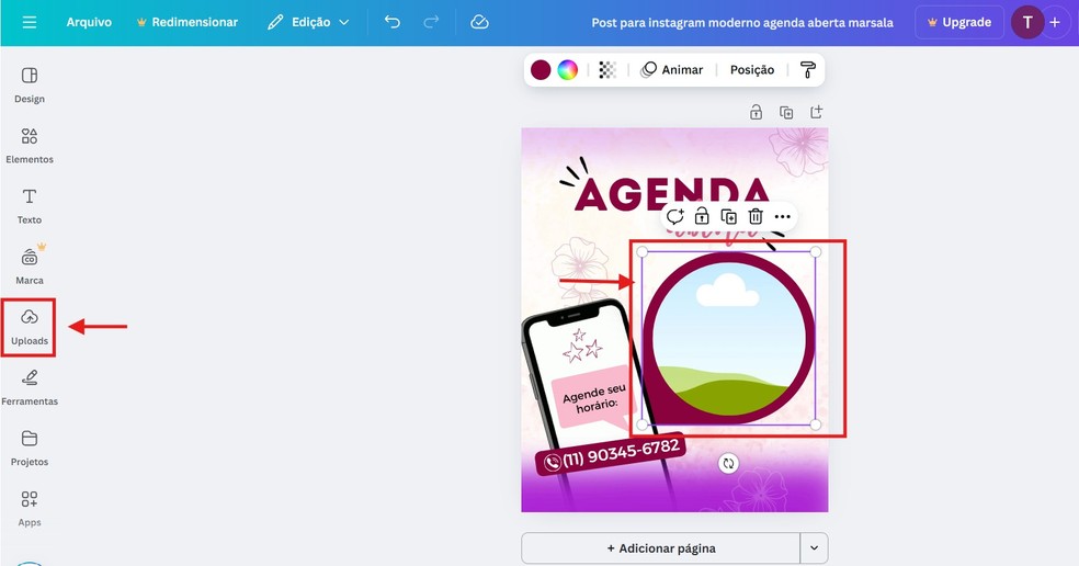 É possível inserir imagens autorais que mostrem o serviço prestado — Foto: Reprodução/Thaisi Carvalho