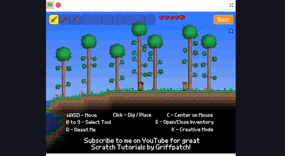 Terraria Scratch Version se inspira no original e também em Minecraft — Foto: Reprodução/Felipe Vinha