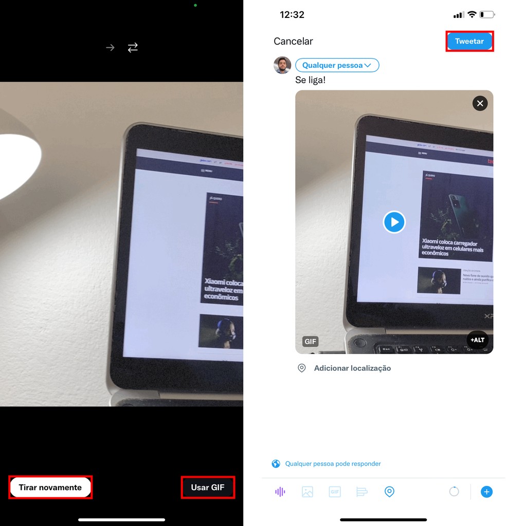 Como criar um GIF no Twitter usando a câmera do iPhone