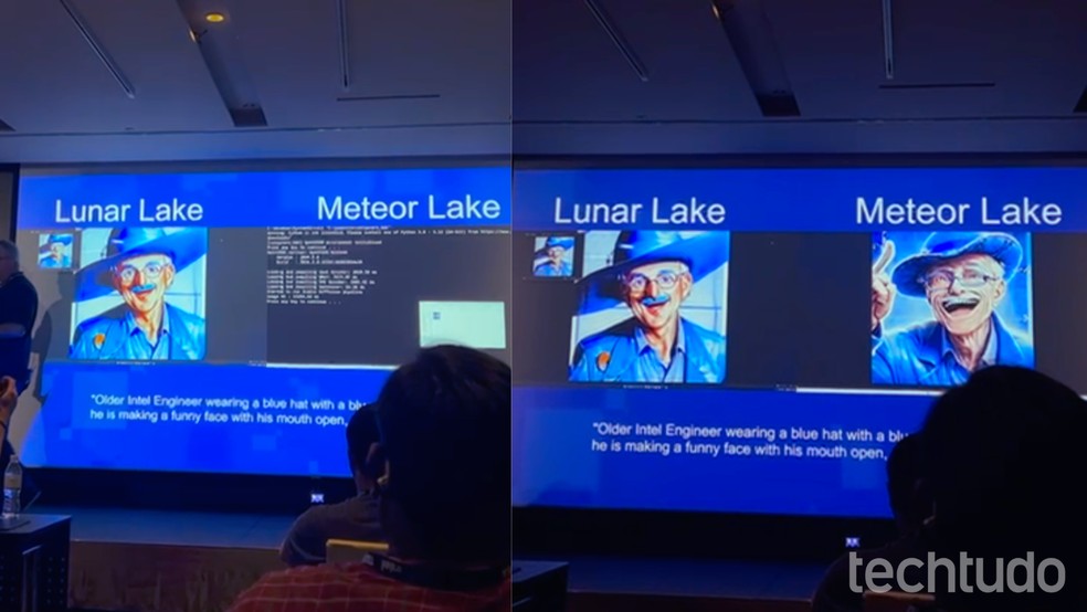 Comparação entre o desempenho do Lunar Lake vs Meteor Lake. — Foto: Brigida Nogueira/TechTudo