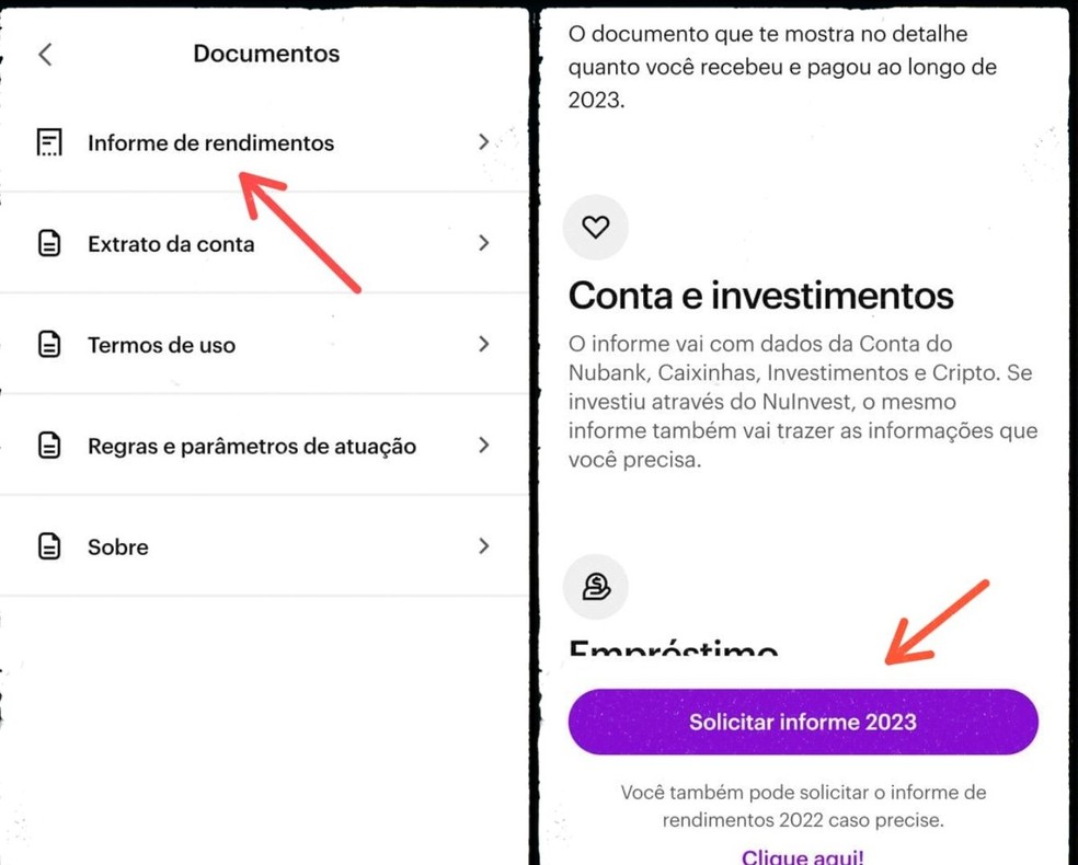Imposto de renda 2024 como consultar o informe de rendimentos do nubank