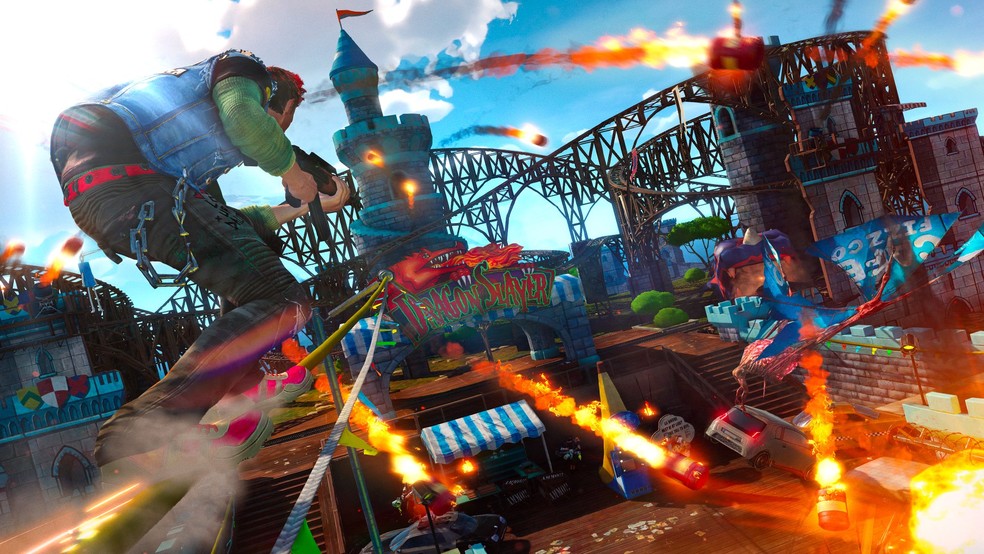 Sunset Overdrive traz visual colorido e ação frenética — Foto: Reprodução/Microsoft Store