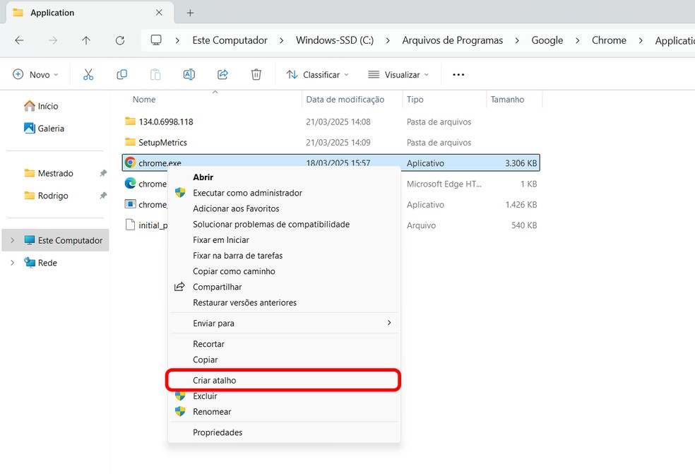 Saiba como criar atalho para Chrome no Windows de forma fácil — Foto: Reprodução/Rodrigo Fernandes