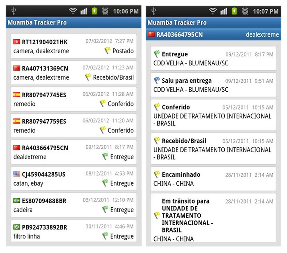 O Muamba Tracker rastreia encomendas no Android (Foto: Divulgação) — Foto: TechTudo