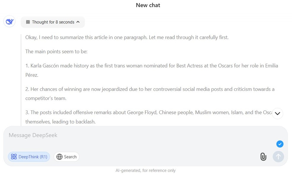  Reprodução/DeepSeek