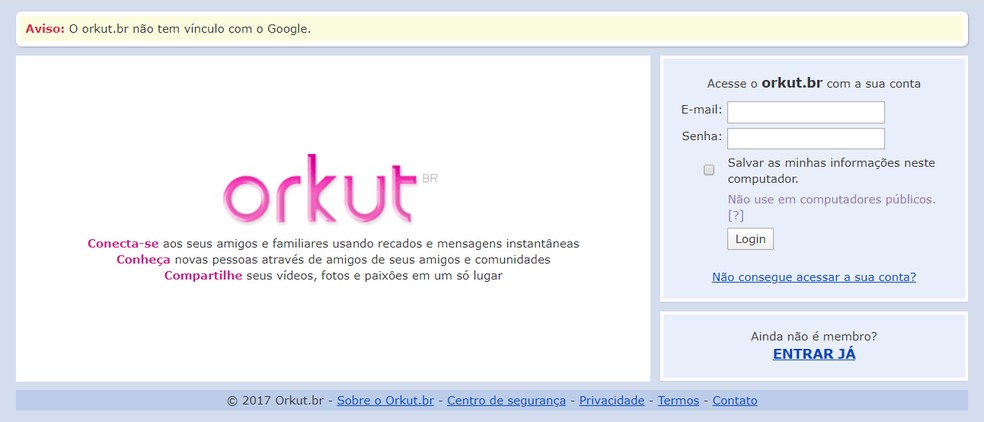 Orkut voltou? Cinco perguntas e respostas sobre site que revive a rede social — Foto: Reprodução/Ana Letícia Loubak
