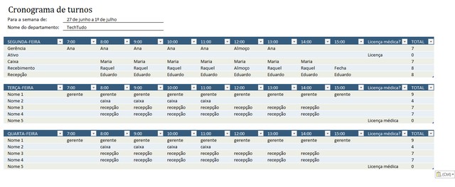 Planilha de escala de trabalho: como baixar e usar modelo no Excel