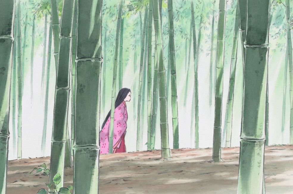 Estúdio Ghibli: em O Conto da Princesa Kaguya (2013), a protagonista foi encontrada ainda bebê dentro do caule de um bambu — Foto: Reprodução/IMDb