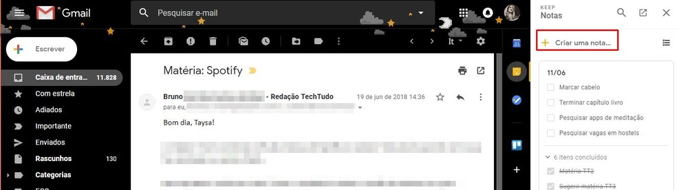 Como converter e-mail em nota no Gmail