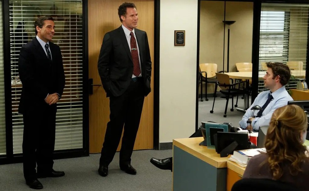 Conhecido por participar de filmes de comédia, Will Ferrell interpretou Deangelo Vickers em The Office, sendo um breve substituto de Michael Scott — Foto: Reprodução/NBC