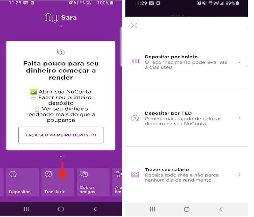 Como depositar dinheiro no Nubank