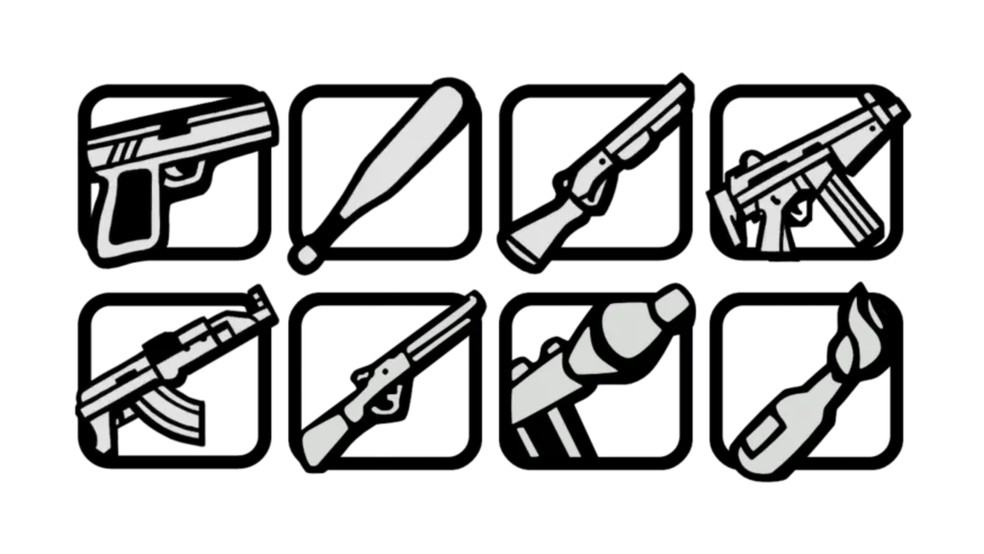 O Kit 1 de armas do GTA:SA possui Coquetel Molotov, Ak-47 e Espingarda como alguns de seus itens — Foto: Reprodução/GTA Base