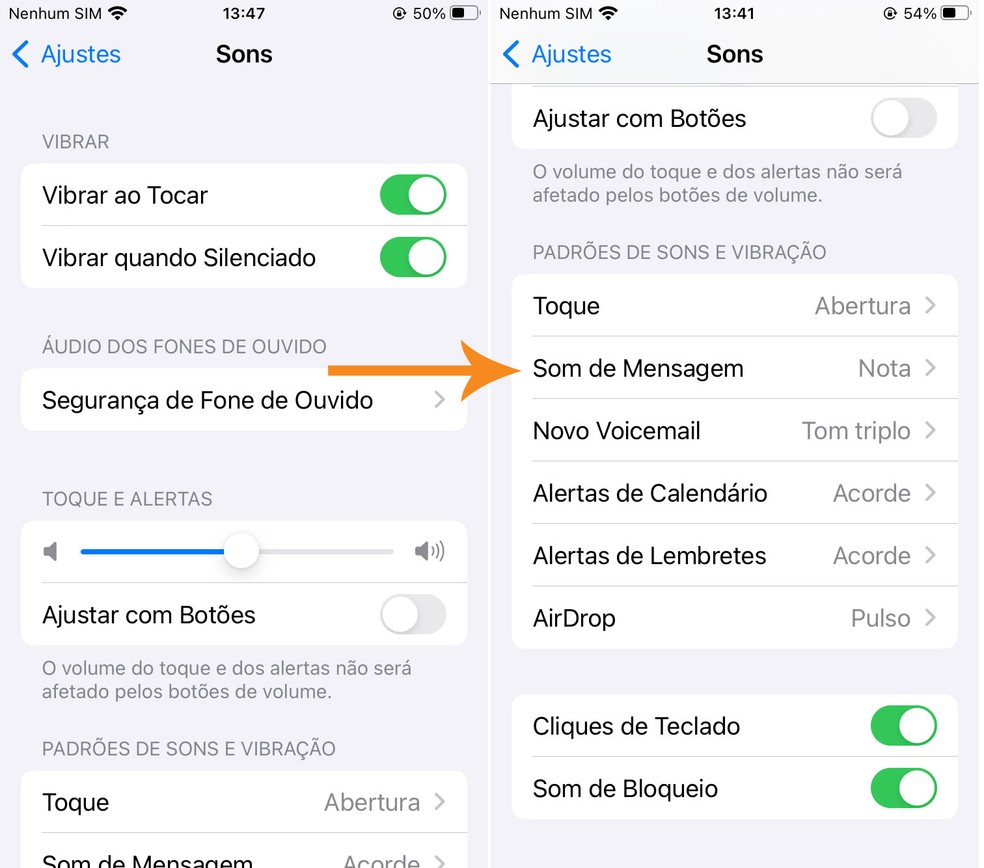 Como mudar o som de notificação do iPhone