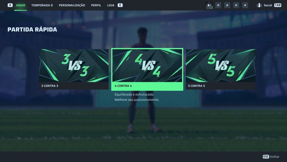 Cada modo de Rematch traz um tamanho de campo específico para comportar os jogadores — Foto: Reprodução/Bruno Magalhães