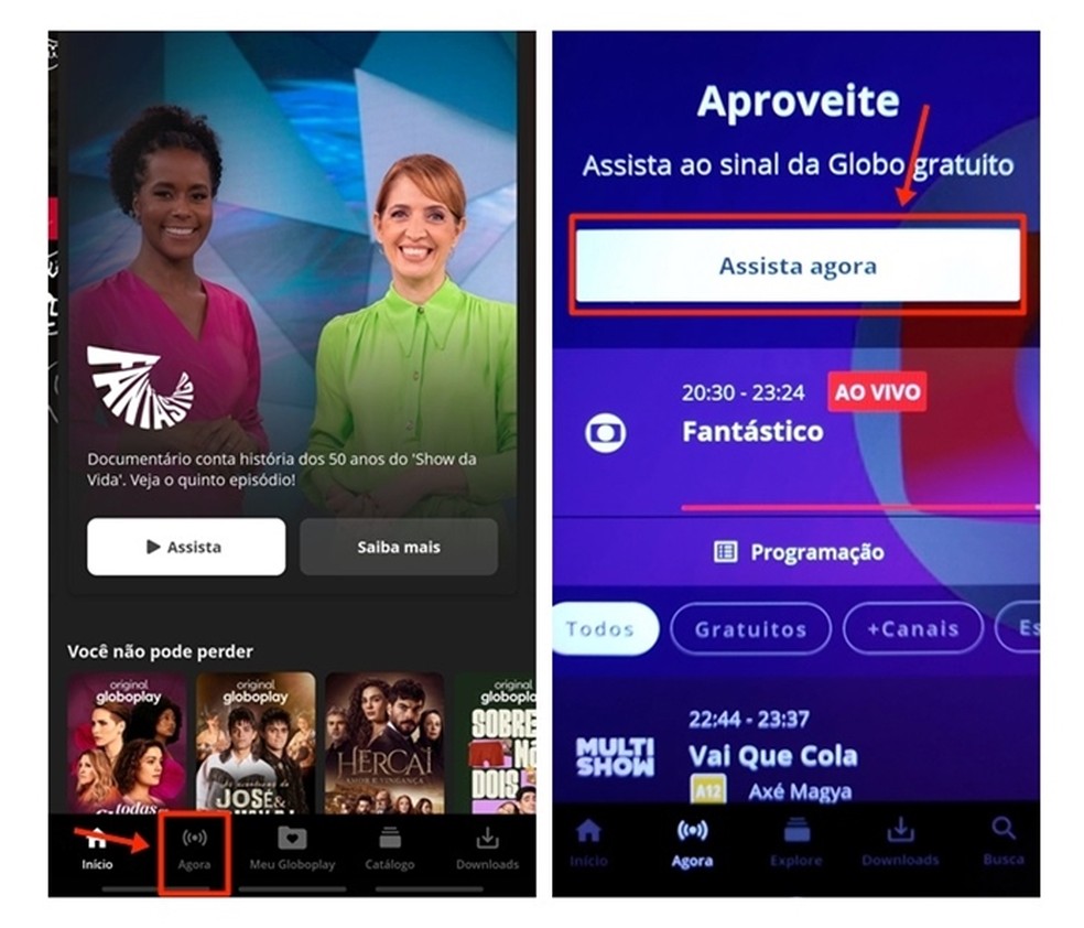 Transmissão online de Peru vs Brasil acontece ao vivo no app do Globoplay para celular — Foto: Reprodução/Gabriela Andrade