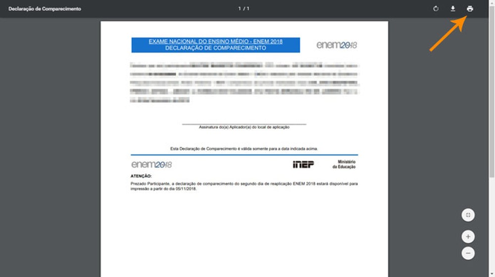 Como baixar e imprimir a declaração de comparecimento no Enem 2018