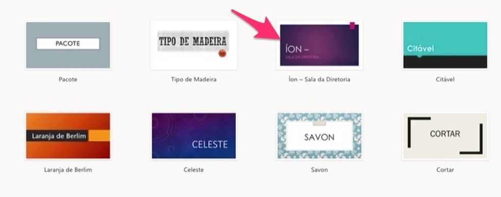 Ação para escolher um modelo de apresentação de PowerPoint online — Foto: Reprodução/Marvin Costa