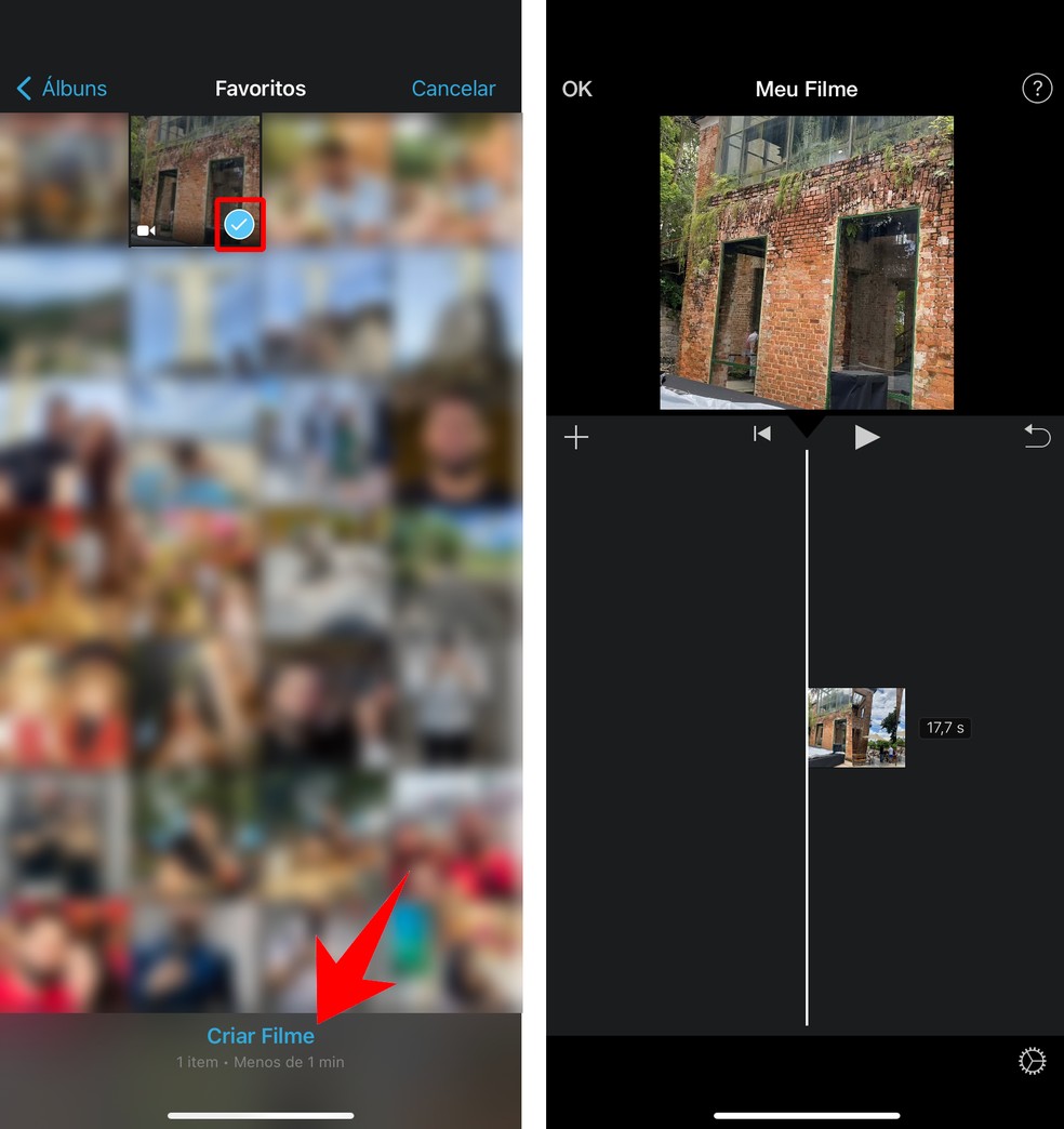 Saiba como usar o iMovie para acelerar vídeo no iPhone sem baixar apps externos — Foto: Reprodução/Rodrigo Fernandes