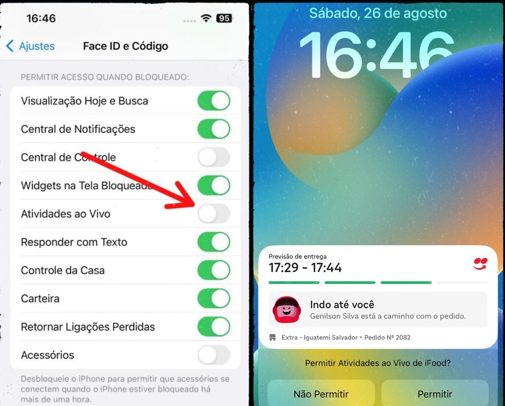 Desligamento do recurso de Atividades Ao Vivo em dispositivos iPhone — Foto: Reprodução/Gisele Souza